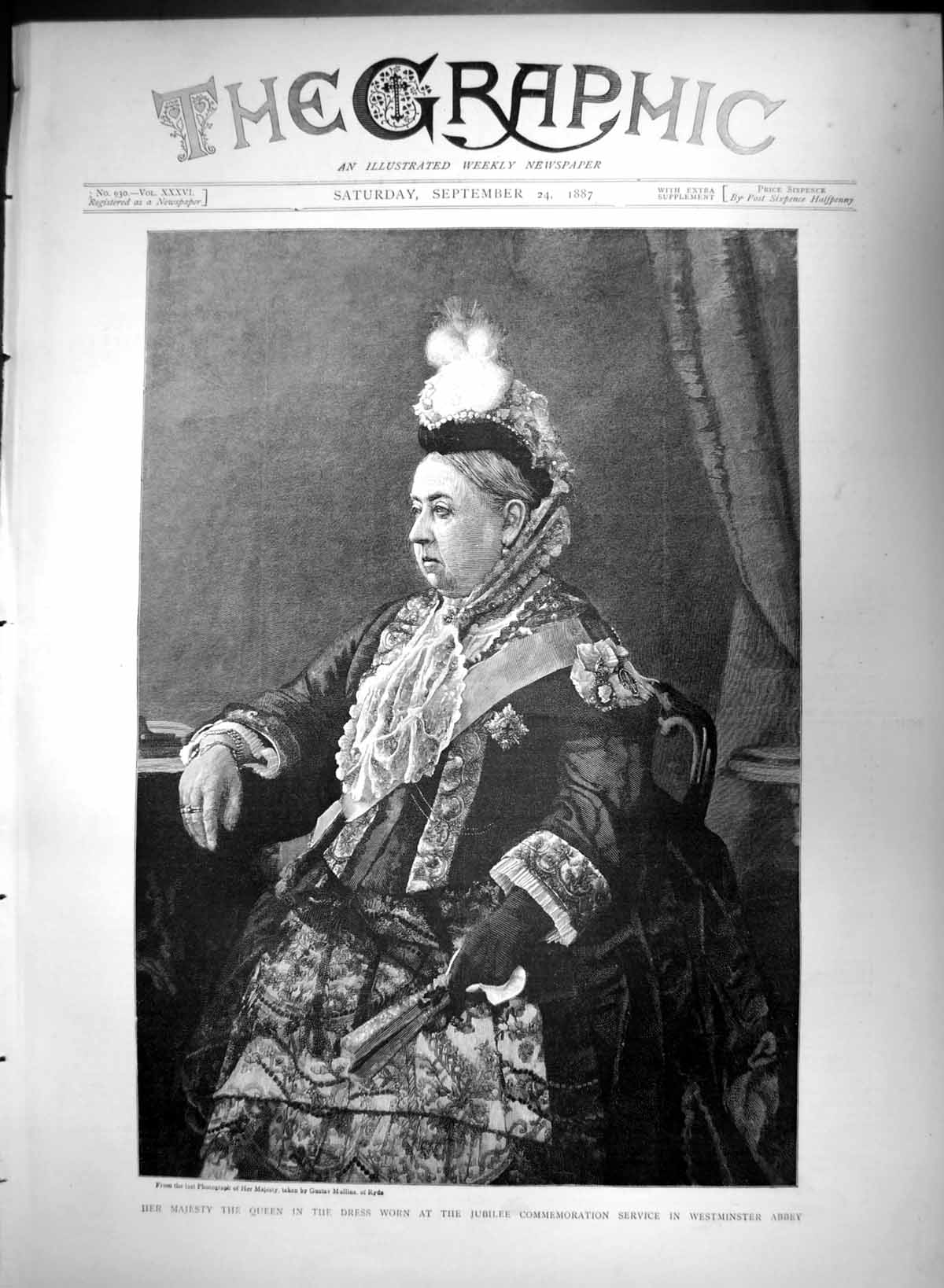 Old Antique Print Queen Dress Worn Jubilee Service Westminster Abbey 1887 19th