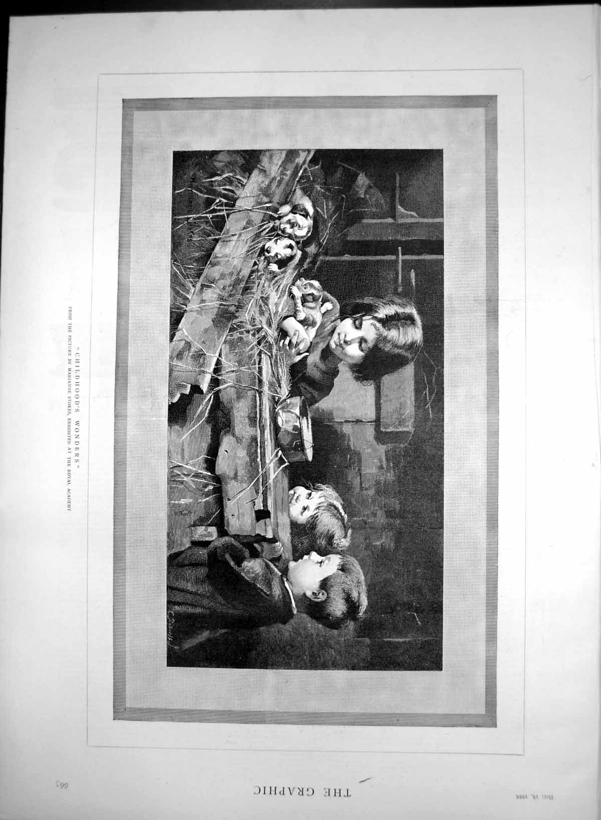 Old Antique Print Childhoods Wonders Marianne Stokes Royal Academy 1886 19th