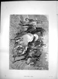 Original Old Antique Print A Frosty Morning Cavalry Horses Exercise 1886 19th