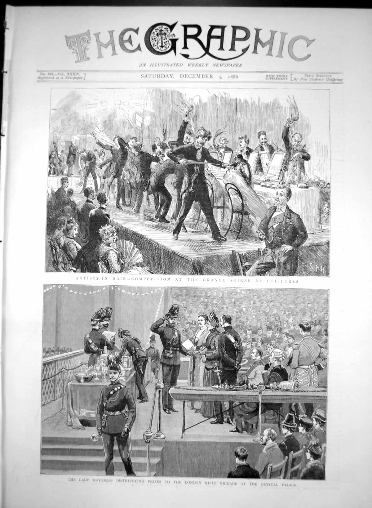 Antique Print Lady Mayoress Prizes London Rifle Brigade Crystal Palace 1886