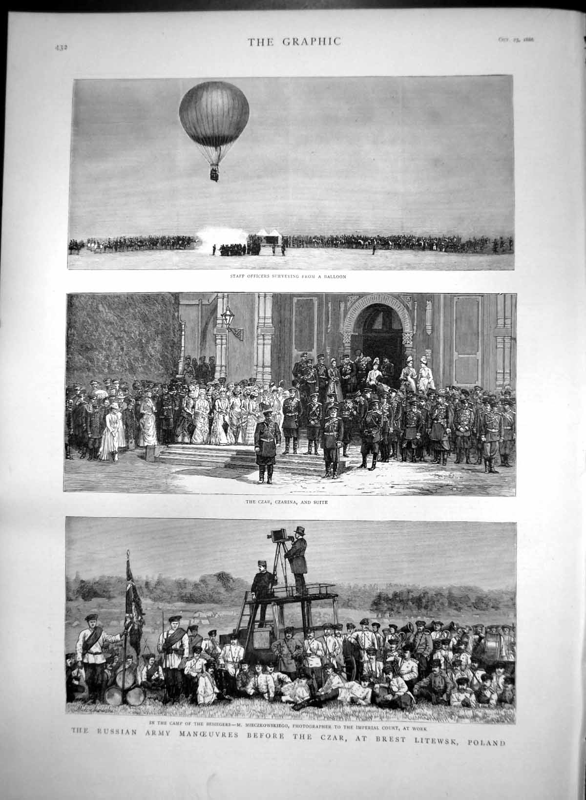 Antique Print Russian Army Manoeuvres Before Czar Brest Litewsk Poland 1886