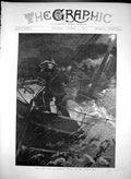 Antique Old Print Look Out Stormy Night North Sea C Staniland Ship Storm 1886