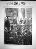 Original Old Antique Print Irish Deputations Mr Gladstone Hawarden Castle 1886
