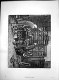 Original Old Antique Print At The Notarys J Aranda Three Men Woman Desk 1886