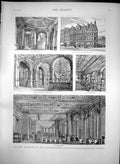 Antique Old Print New Building Constitutional Club Northumberland Avenue 1886