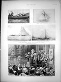 Antique Old Print Racing Cowes Marquess Salisbury Presidential Address 1894