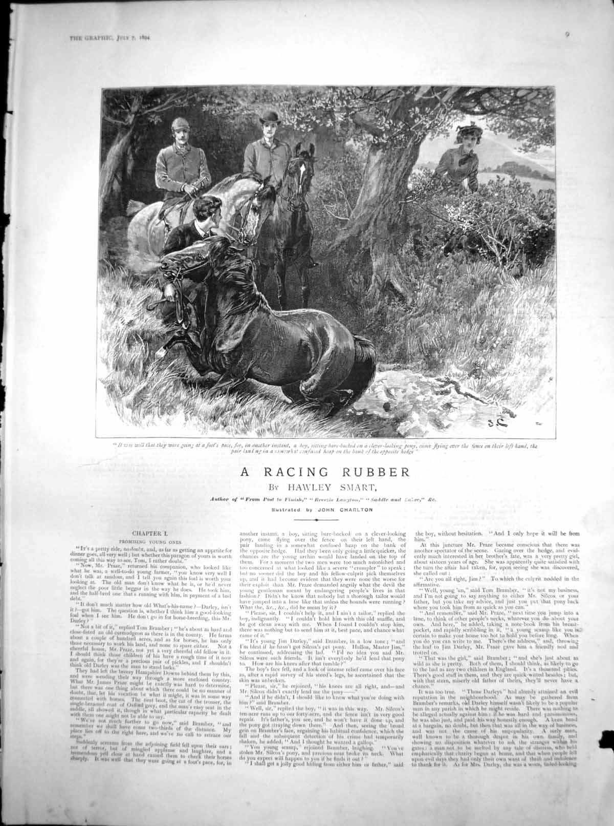Antique Print Racing Rubber Promising Young Ones Boy Horse Jump Fence 1894 19th
