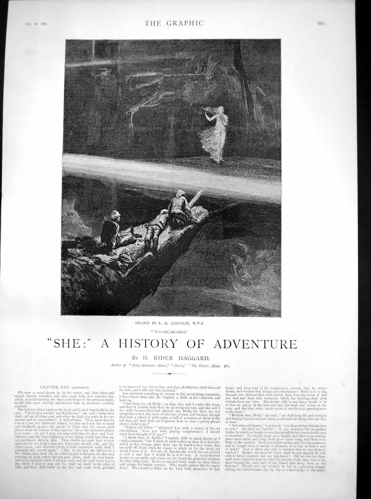 Antique Old Print She History Adventure E Johnson Ayesha Called Safe Men 1886