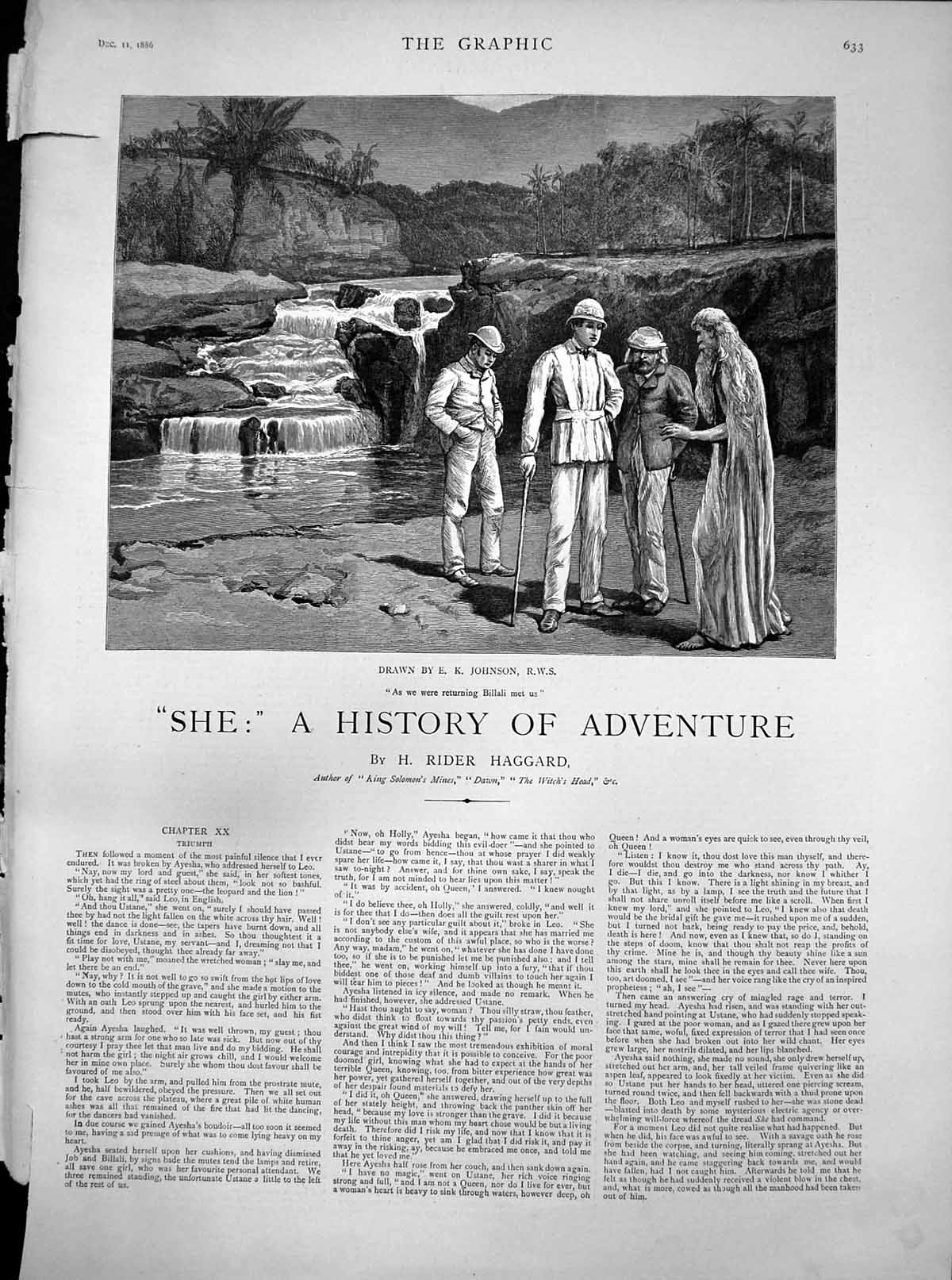Antique Print She History Adventure E Johnson Triumph Billali Met Men 1886 19th