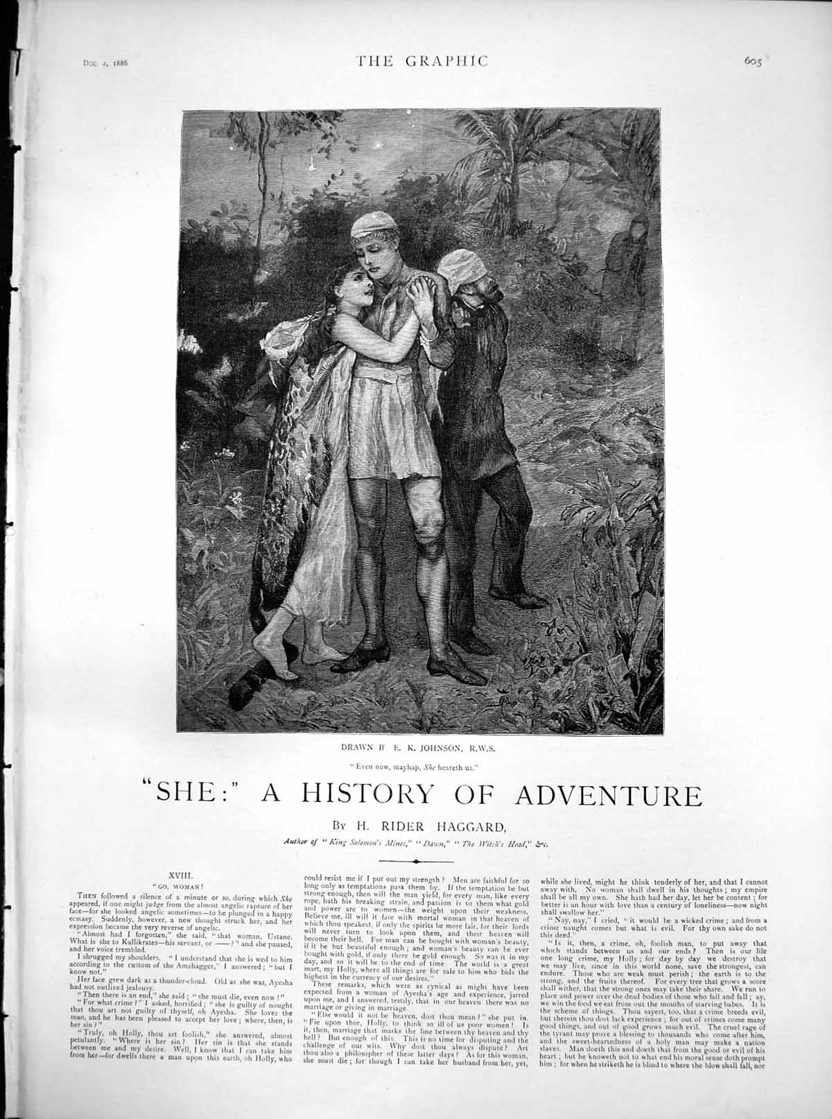 Original Old Antique Print She History Adventure Go Woman Woman Mans Arms 1886