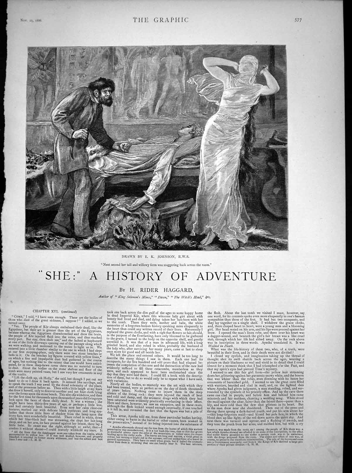 Old Antique Print She History Adventure Form Lady Staggering Man Bed 1886 19th