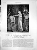 Antique Print She History Adventure Soul Hell Lamplight Charnel House 1886 19th