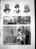 Original Old Antique Print New Borough Westham Gen Maximo Santos Uruquay 1886