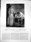 Old Antique Print She History Adventure Feast After Foot Mans Hand 1886 19th