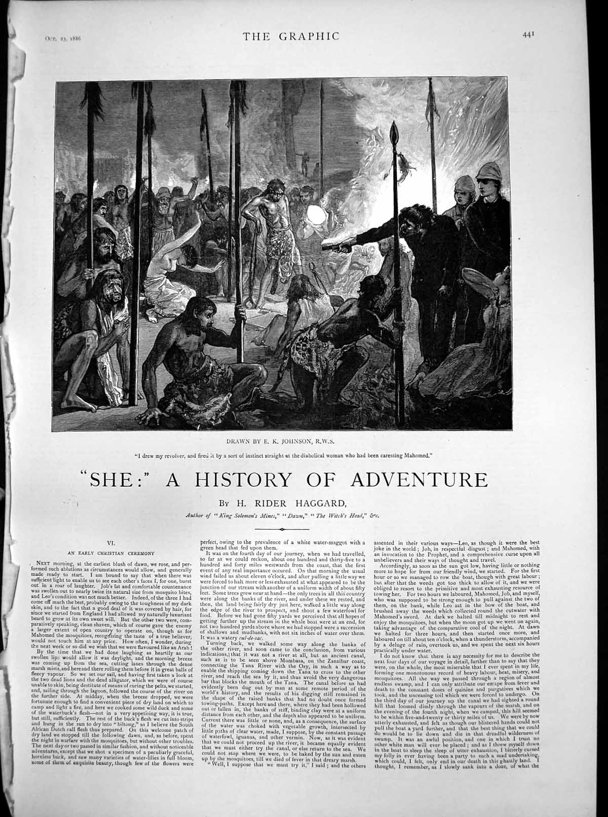 Antique Old Print She History Adventure Early Christian Ceremony Mahomed 1886