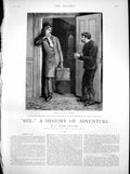 Original Old Antique Print She History Adventure Introduction Man Iron Box 1886