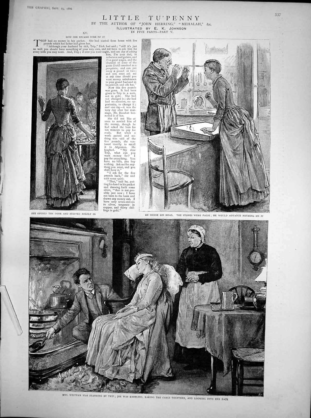 Antique Print Little Tu'Penny How She Became Sure Stones False Western 1886