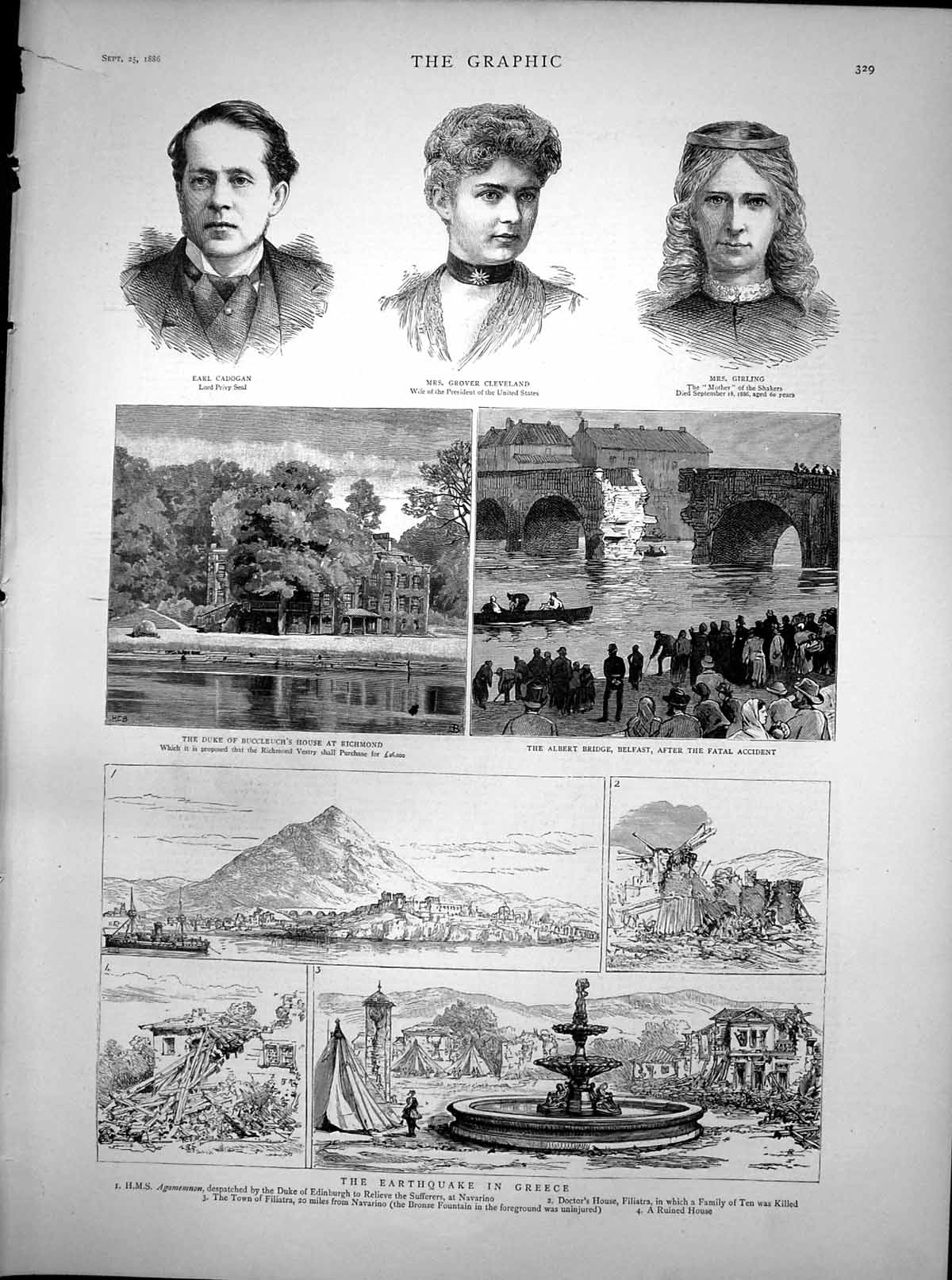 Old Vintage Print Earthquake Greece Accident Albert Bridge Belfast 1986 20th