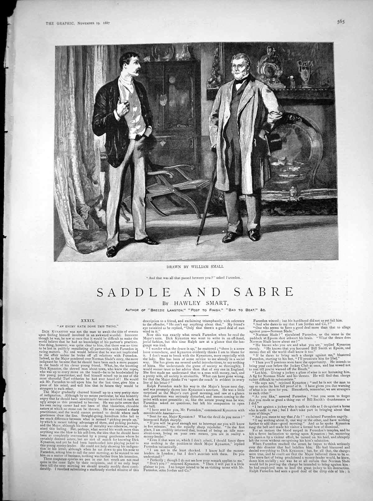 Antique Old Print Saddle Sabre Enemy Has Done This Thing Furzedon Man 1887 19th