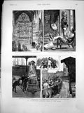 Old Antique Print St Nicholas Cathedral Newcastle Seeking Work Docks 1887 19th