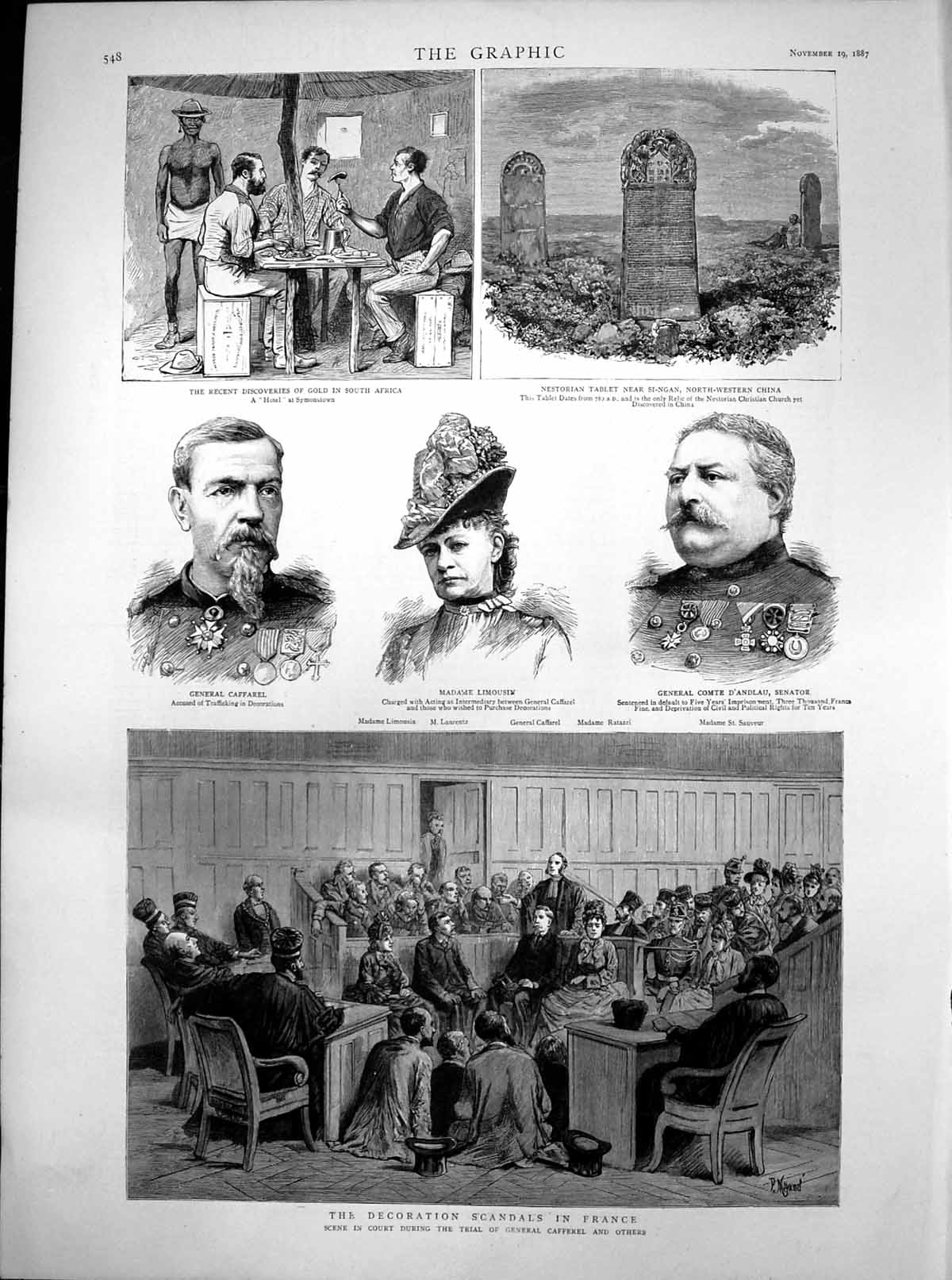 Antique Old Print Discoveries GSouth Africa Decoration Scandals France 1887