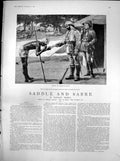 Old Print Saddle Sabre Major Kynastons Visitor Hobson Salaam Letter 1887 19th