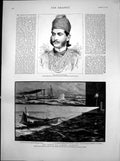 Antique Old Print Nizam Hyderabad North Sea Fishery Question War Vessels 1887