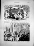 Old Antique Print Consecration Church Copenhagen Queen Osborne House 1887 19th