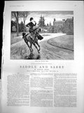 Old Print Saddle Sabre You Shall Never Marry Him Miss Devereux Horse 1887 19th