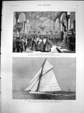 Old Antique Print American Yacht Volunteer Prince Ferdinand Tirnova 1887 19th