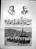 Antique Old Print Wedding Upper Burma Jubilee Boat Race St Mawes Regatta 1887