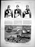 Old Antique Print Fatal Accident Monarch Ilfracombe Nurses Decorated 1887 19th