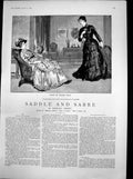 Antique Print Saddle Sabre Entered Army Lettie Late Sat Arm Chair Lady 1887