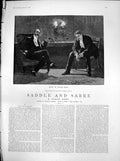 Antique Print Saddle Sabre Little Game Billiards Charlie Troubles Host 1887