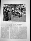 Old Print Saddle Sabre Furzedon Enters Society Gilbert Miss Devereux 1887 19th