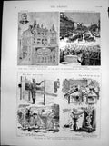 Antique Old Print Volunteer Camp Wimbledon Library Edinburgh A Carnegie 1887