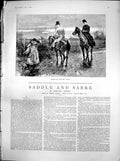 Old Antique Print Saddle Sabre Thrown Out Charlie Asks Farmer Hounds 1887 19th