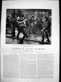 Antique Old Print Saddle Sabre North Leach Furzedon Punched Man Pavement 1887