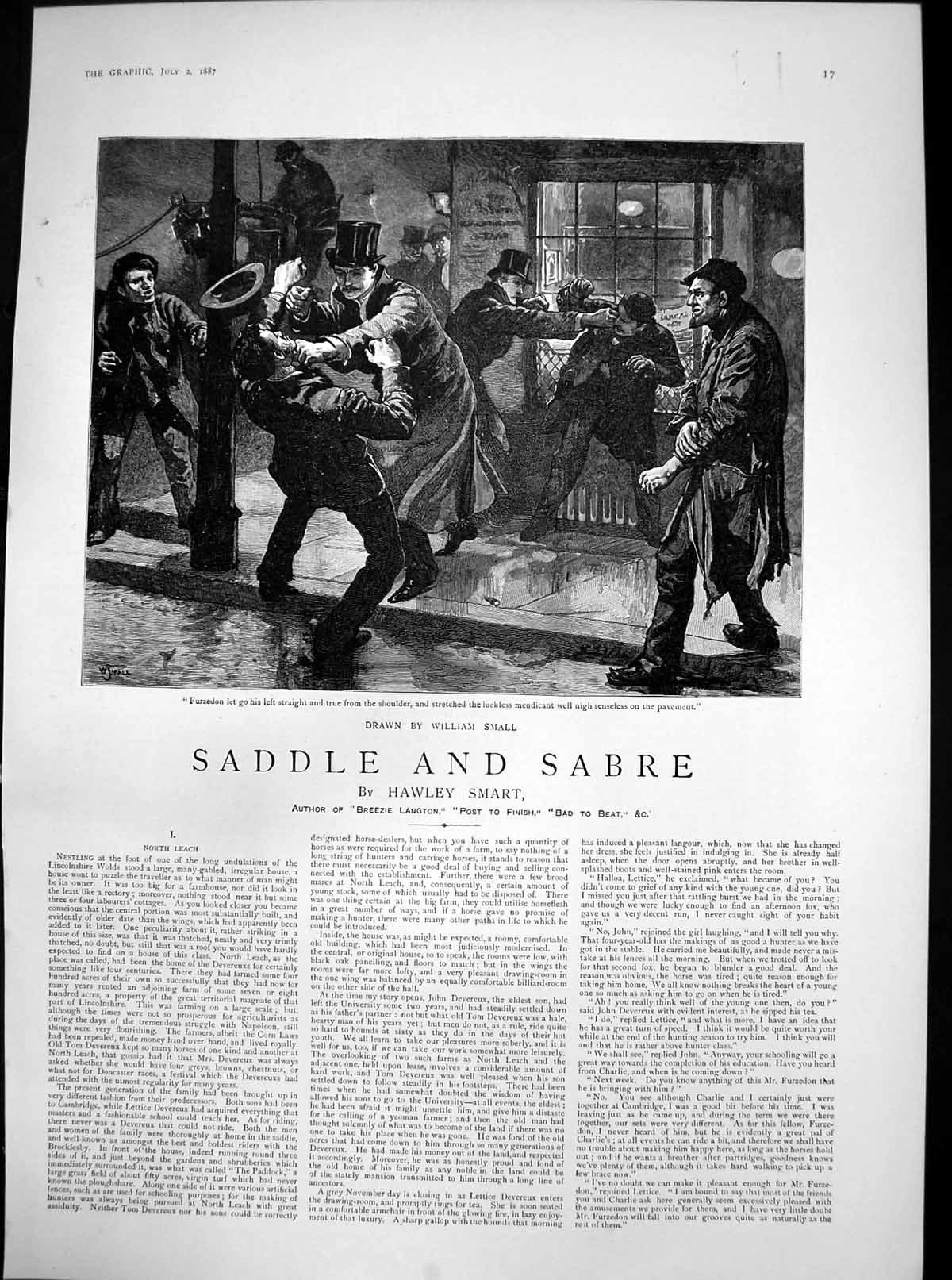 Antique Old Print Saddle Sabre North Leach Furzedon Punched Man Pavement 1887