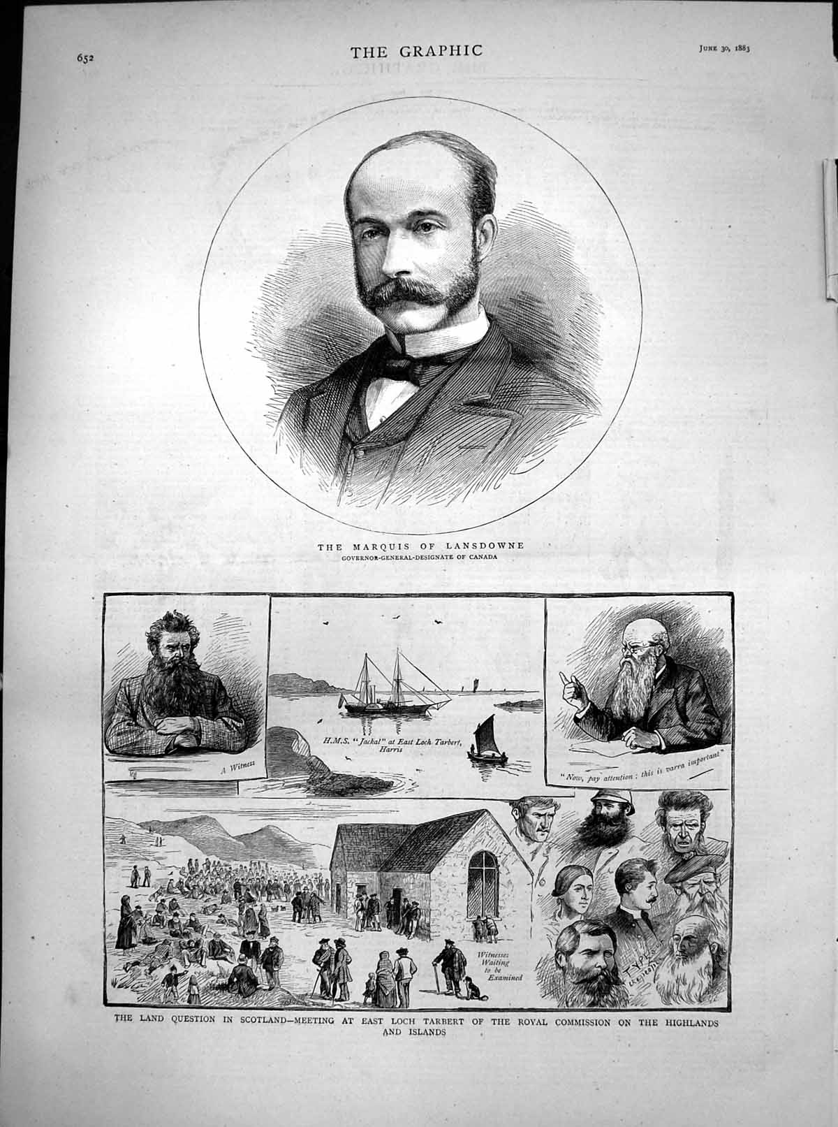 Antique Print Marquis Lansdowne Land Question Scotland Meeting Tarbert1883 19th