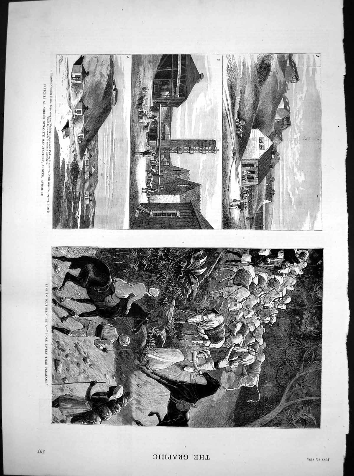 Antique Print Nobels Dynamite Manufactory Ayrshire Life Southern India 1883