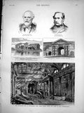 Antique Print Explosion Shell Manufactory Gosport Fire Freemasons Hall 1883