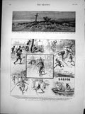 Old Print Artist South Sea Islands Spot Shelleys Body Spezzia Italy 1883 19th