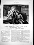 Antique Old Print Like Ships Upon Sea S Hall Beppe Stroked Womans Head 1883