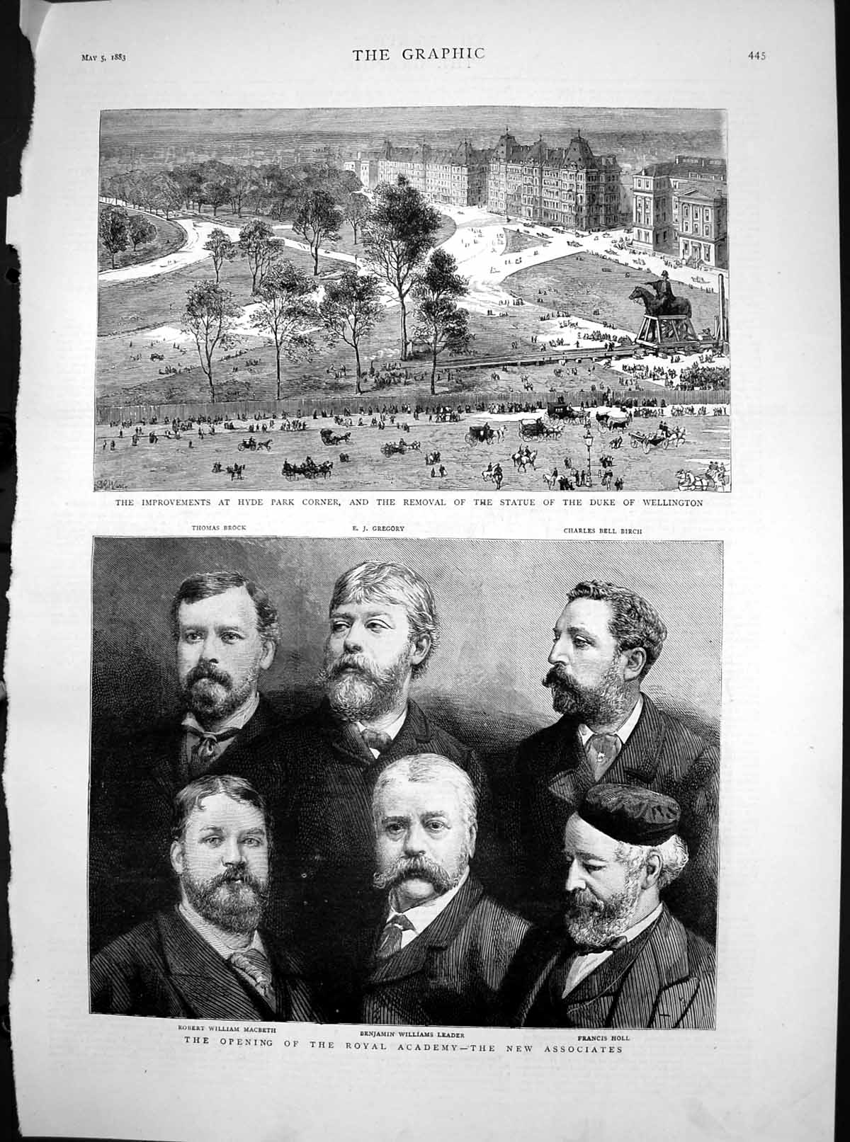 Antique Print Associates Royal Academy Removal Statue Wellington Hyde 1883 19th