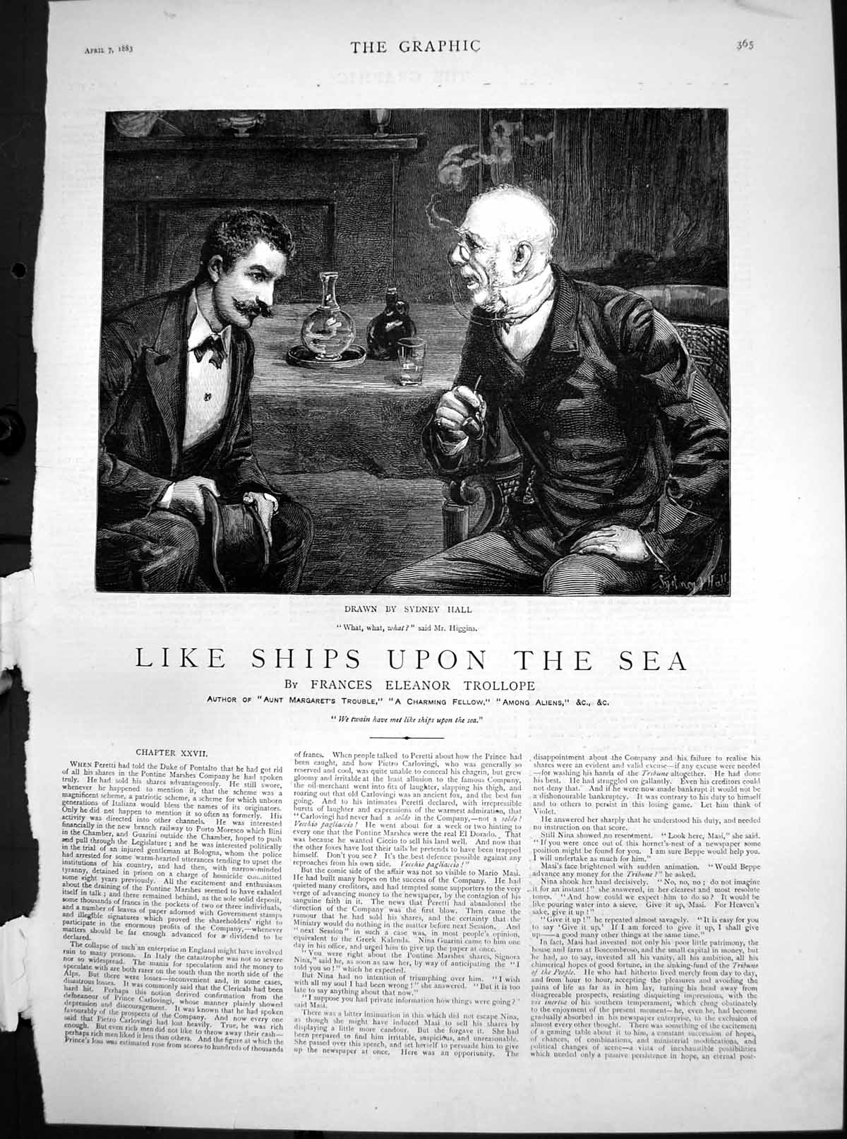 Antique Old Print Like Ships Upon Sea S Hall What What Said Mr Higgins 1883
