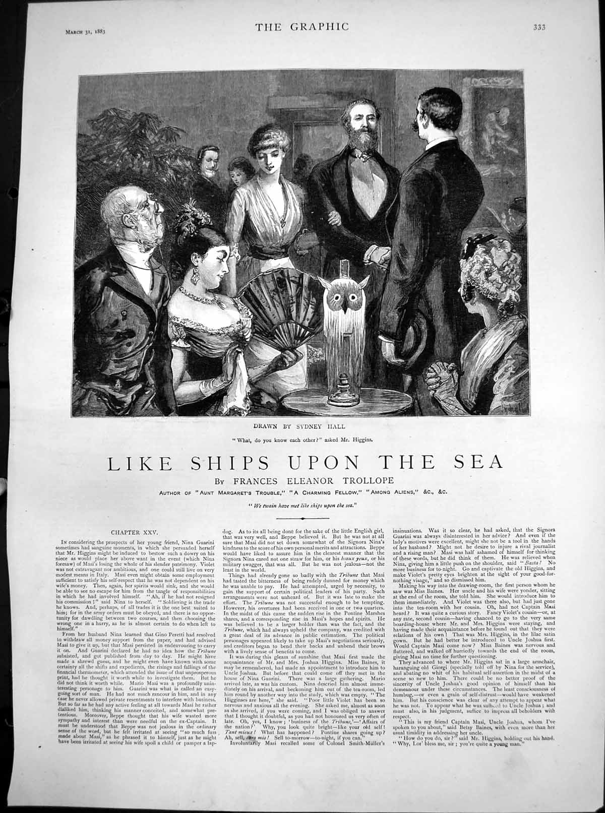 Old Print Like Ships Upon Sea Mr Higgins Asks Do You Know Each Other 1883 19th