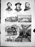 Old Antique Print Murder League Dublin Electric Tramcar Kew Bridge 1883 19th