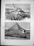 Antique Print Princess Louise Bermuda Highland Infantry Pyramids Egypt 1883