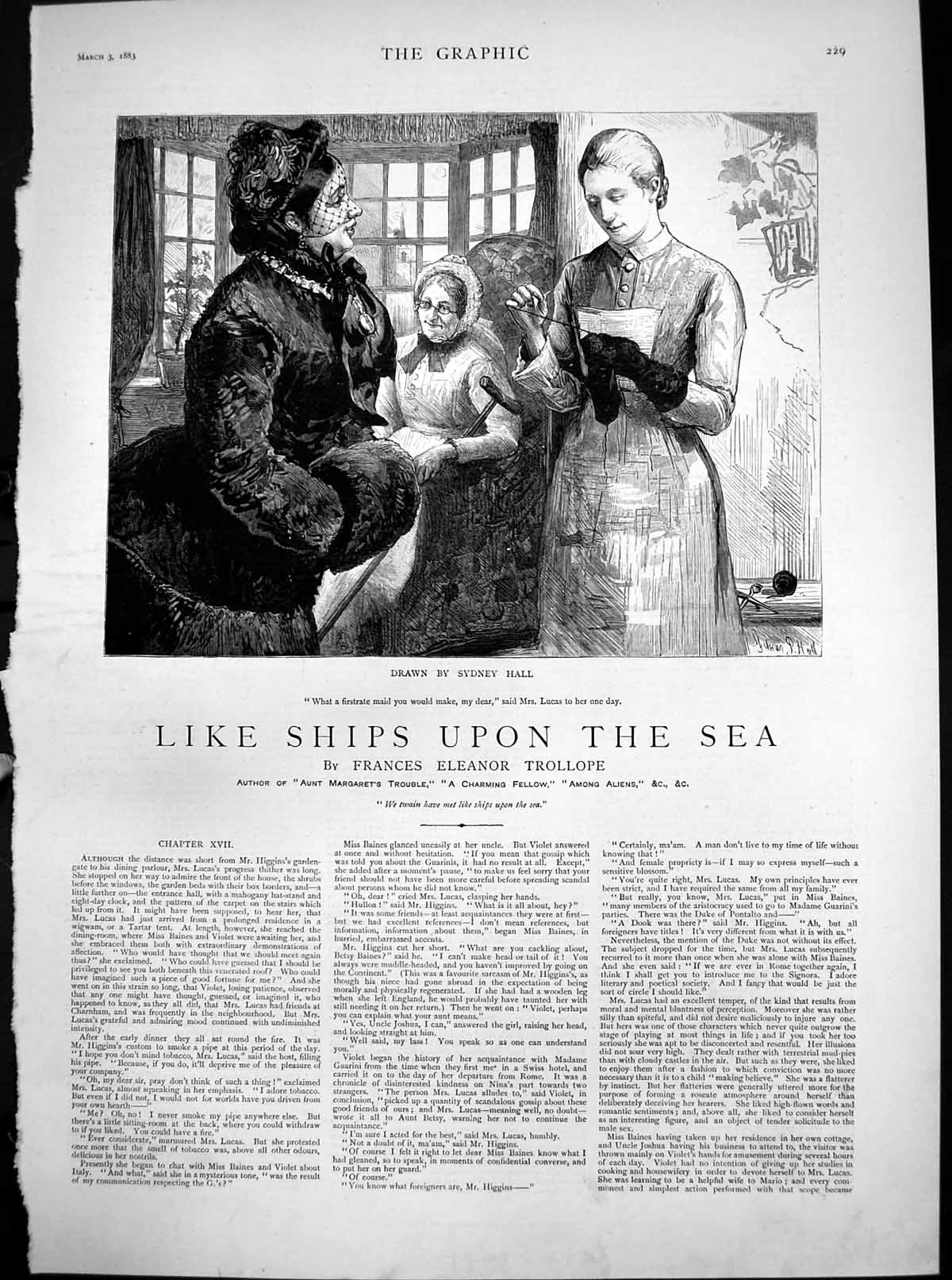 Antique Old Print Like Ships Upon Sea Mrs Lucas Said Firstrate Maid Make 1883